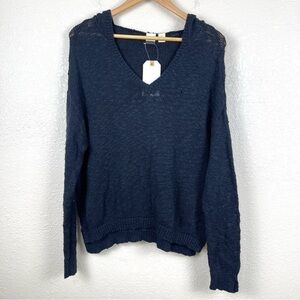 Roxy Black Knit Long Sleeve Hooded Pullover Sweater Size Small Women